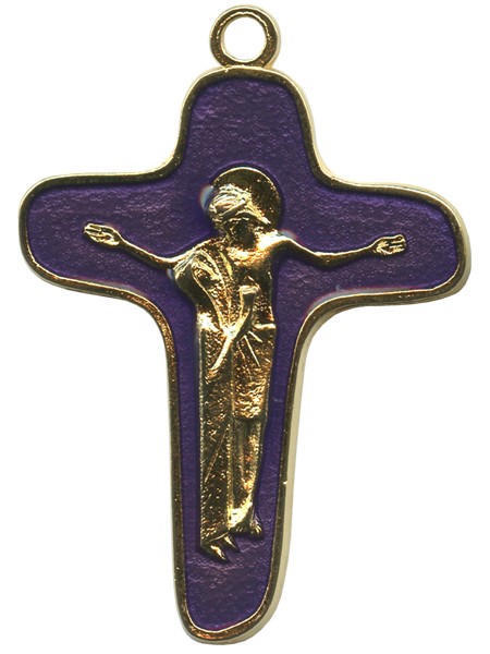 Enamelled Mother Theresa Cross Gold mm.48 - 2"