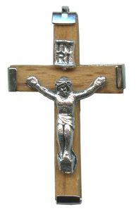 Wood Crucifix Natural mm.35- 1 3/8"