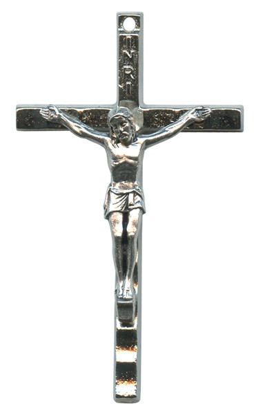 Crucifix Silver Plated Metal mm.45- 1 7/8"