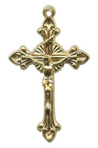 Gold Plated Metal Crucifix mm.45- 1 3/4"
