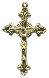 Gold Plated Metal Crucifix mm.53 - 2 1/8"