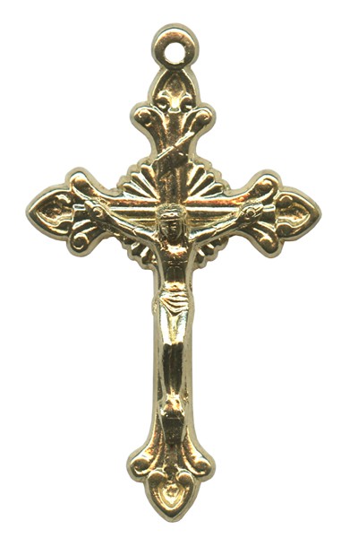 Gold Plated Metal Crucifix mm.45- 1 3/4"