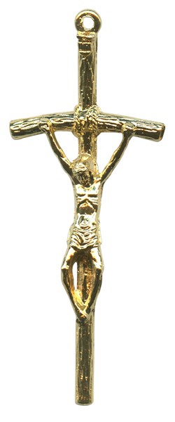 Papal Crucifix Gold Plated Metal mm.46- 1 3/4"