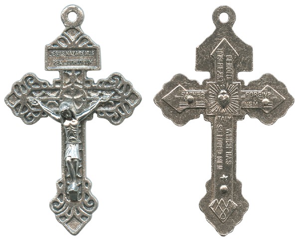 Pardon Cross Oxidized Metal Crucifix mm.57- 2 1/4"