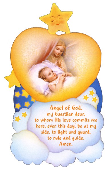 Guardian Angel Angel of God Plaque English cm.17.5x10.5- 7 3/4"x4"