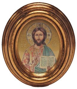 Pantocrator Gold Leaf Oval Picture cm.12.5x10.5- 5"x4 1/4"