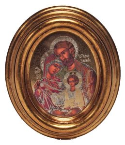 Icon Holy Family Gold Leaf Oval Picture cm.12.5x10.5- 5"x4 1/4"