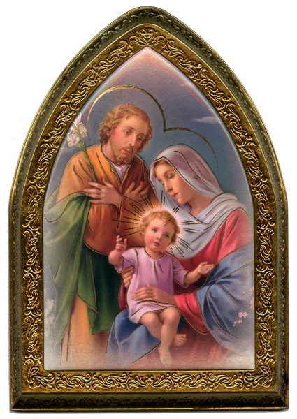 Holy Family Gold Leaf Picture Frame Mini Vault cm.18.5x13.5 - 7 1/4"x5 1/4"