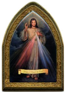 English Divine Mercy Gold Leaf Picture Frame Mini Vault cm.18.5x13.5 - 7 1/4"x5 1/4"
