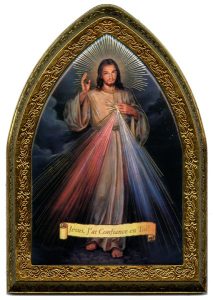 French Divine Mercy Gold Leaf Picture Frame Mini Vault cm.18.5x13.5 - 7 1/4"x5 1/4"