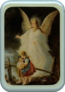 Blue Frame Guardian Angel Plaque cm. 21x29- 8 1/2"x 11 1/2"