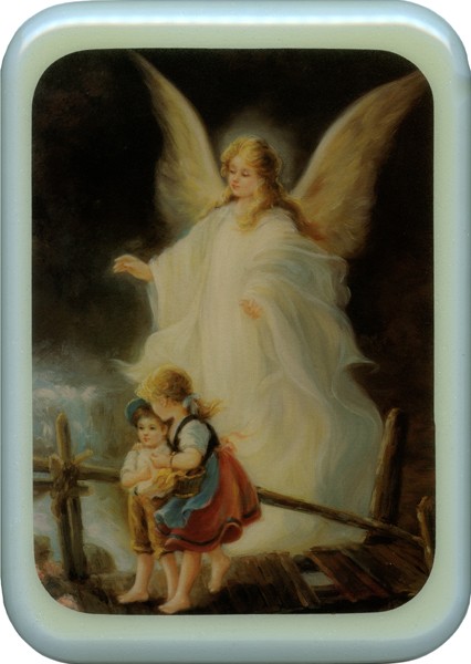 Blue Frame Guardian Angel Plaque cm. 21x29- 8 1/2"x 11 1/2"