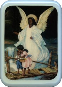 Blue Frame Guardian Angel Plaque cm. 21x29- 8 1/2"x 11 1/2"