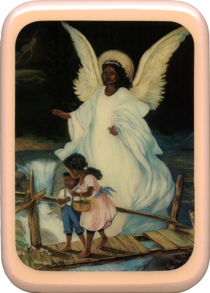 Pink Frame Guardian Angel Plaque cm. 21x29- 8 1/2"x 11 1/2"