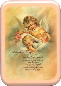 Pink Frame Guardian Angel Prayer Plaque cm. 21x29- 8 1/2"x 11 1/2"