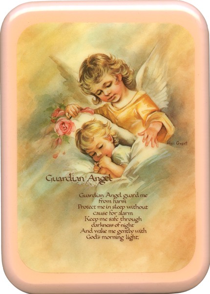Pink Frame Guardian Angel Prayer Plaque cm. 21x29- 8 1/2"x 11 1/2"