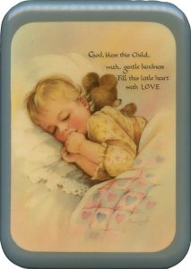 Blue Frame God Bless this Child Plaque cm. 21x29- 8 1/2"x 11 1/2"