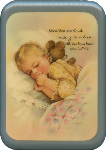 Blue Frame God Bless this Child Plaque cm. 21x29- 8 1/2"x 11 1/2"