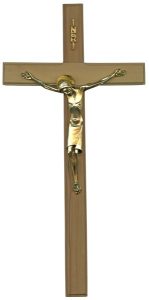 Olive Wood Crucifix Gold Plated Corpus cm.25- 9 3/4"