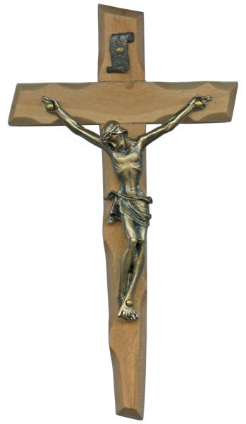 Olive Wood Crucifix Bronze Plated Corpus cm.12- 4 3/4"