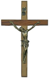 Olive Wood Crucifix Bronze Plated Corpus cm.16- 6 1/4"