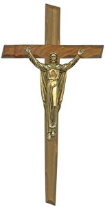 Olive Wood Crucifix Gold Plated Corpus cm.20- 8"