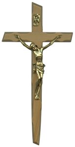 Olive Wood Crucifix Gold Plated Corpus cm.20- 8"