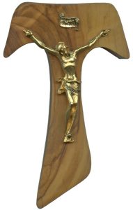 Olive Wood Crucifix Gold Plated Corpus cm.12- 4 3/4"