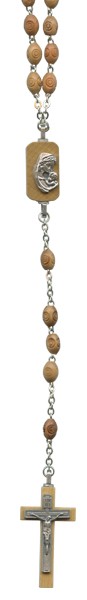 Olive Wood Cord Rosary Carved Beads mm.5