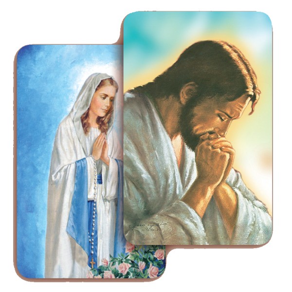 Lourdes/ Jesus Praying 3D Bi-Dimensional Cards cm5.5x 8.2 - 2 1/8"x3 1/4"