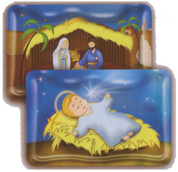 Baby Jesus/ Nativity 3D Bi-Dimensional Cards cm5.5x 8.2 - 2 1/8"x3 1/4"