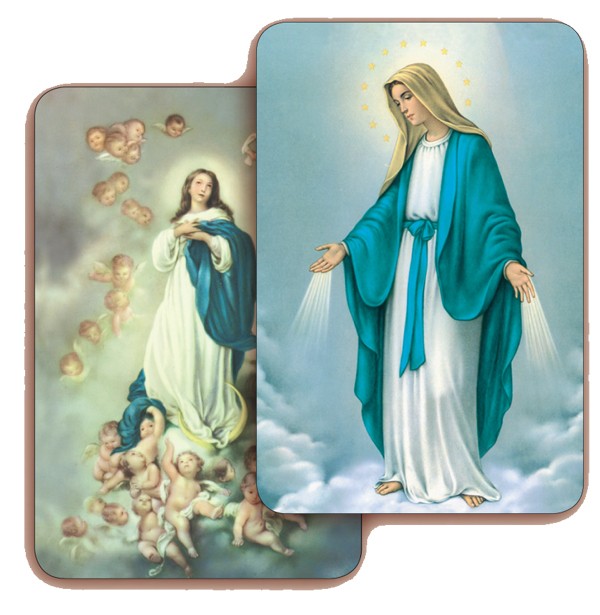 Immaculate Conception 3D Bi-Dimensional Cards cm.5.5x8.2- 2 1/8"x 3 1/4"