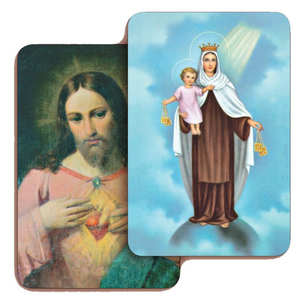 Sacred Heart of Jesus/ Madonna 3D Bi-Dimensional Cards cm.5.5x8.2- 2 1/8"x 3 1/4"