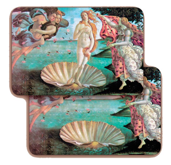 Birth of Venere (Botticelli) 3D Bi-Dimensional Cards cm.5.5x8.2- 2 1/8"x 3 1/4"