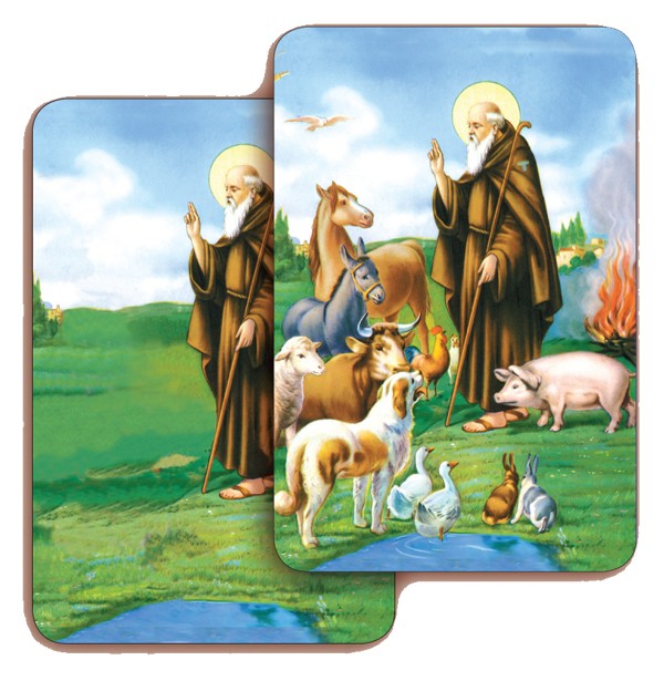 Sant' Antonio Abate 3D Bi-Dimensional Cards cm.5.5x8.2- 2 1/8"x 3 1/4"