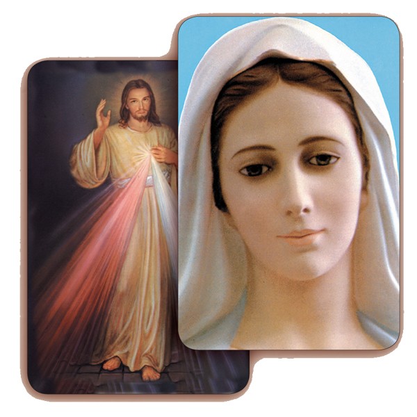 Divine Mercy/ Medjugorje 3D Bi-Dimensional Cards cm.5.5x8.2- 2 1/8"x 3 1/4"