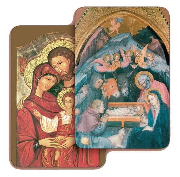 Holy Family/ Nativity 3D Bi-Dimensional Cards cm.5.5x8.2- 2 1/8"x 3 1/4"