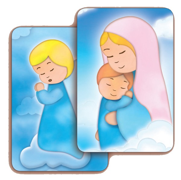 Hail Mary/ Guardian Angel 3D Bi-Dimensional Cards cm.5.5x8.2- 2 1/8"x 3 1/4"