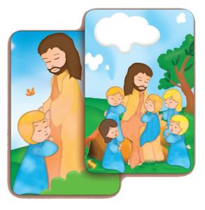 Jesus with Children 3D Bi-Dimensional Cards cm.5.5x8.2- 2 1/8"x 3 1/4"