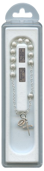 Puntrinato Sterling Silver Rosary Bracelet Boxed mm.6