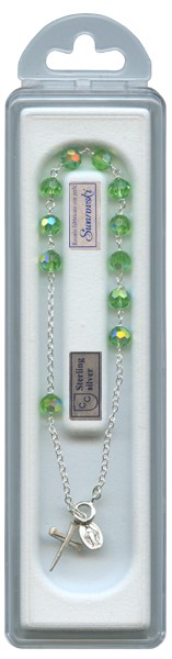  Swarovski Crystal Rosary Bracelet Sterling Silver Peridot mm.5