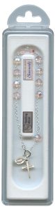 Swarovski Crystal Rosary Bracelet Sterling Silver Pink mm.5