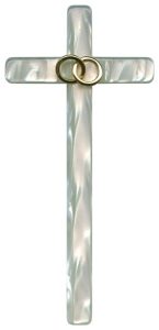 Imitation Mother of Pearl Wedding Cross Gold Plated Rings cm.21-8"