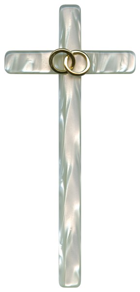  Imitation Mother of Pearl Wedding Cross Gold Plated Rings cm.25- 9 3/4"