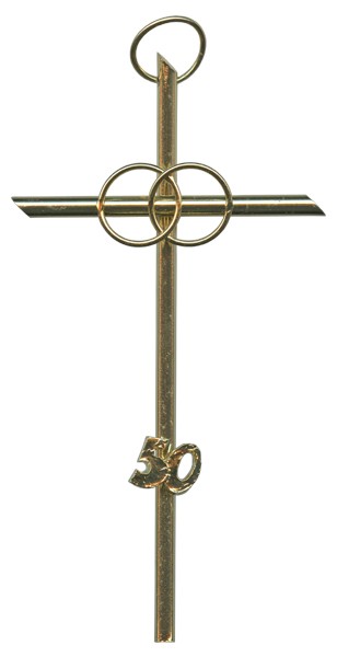 Metal Gold Plated 50th Anniversary Cross cm.14- 6"