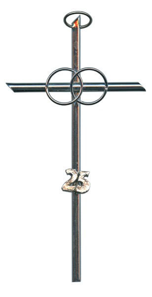 Metal Silver Plated 25th Anniversary Cross cm.14-6"