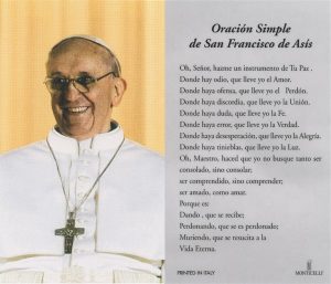 Pope Francis Laminated Prayer Card Spanish cm.7x12- 2 3/4"x 4 3/4