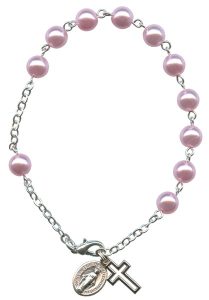 Imitation Pearl Rosary Bracelet Pink mm.7 RBN7-6