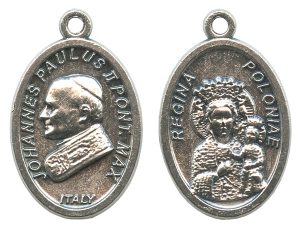 Pope John Paul II/ Regina Poloniae Oval Oxidized Medal mm.22- 7/8"