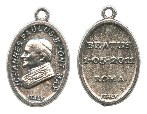 Pope John Paul II Oval Oxidized Medal mm.22- 7/8"